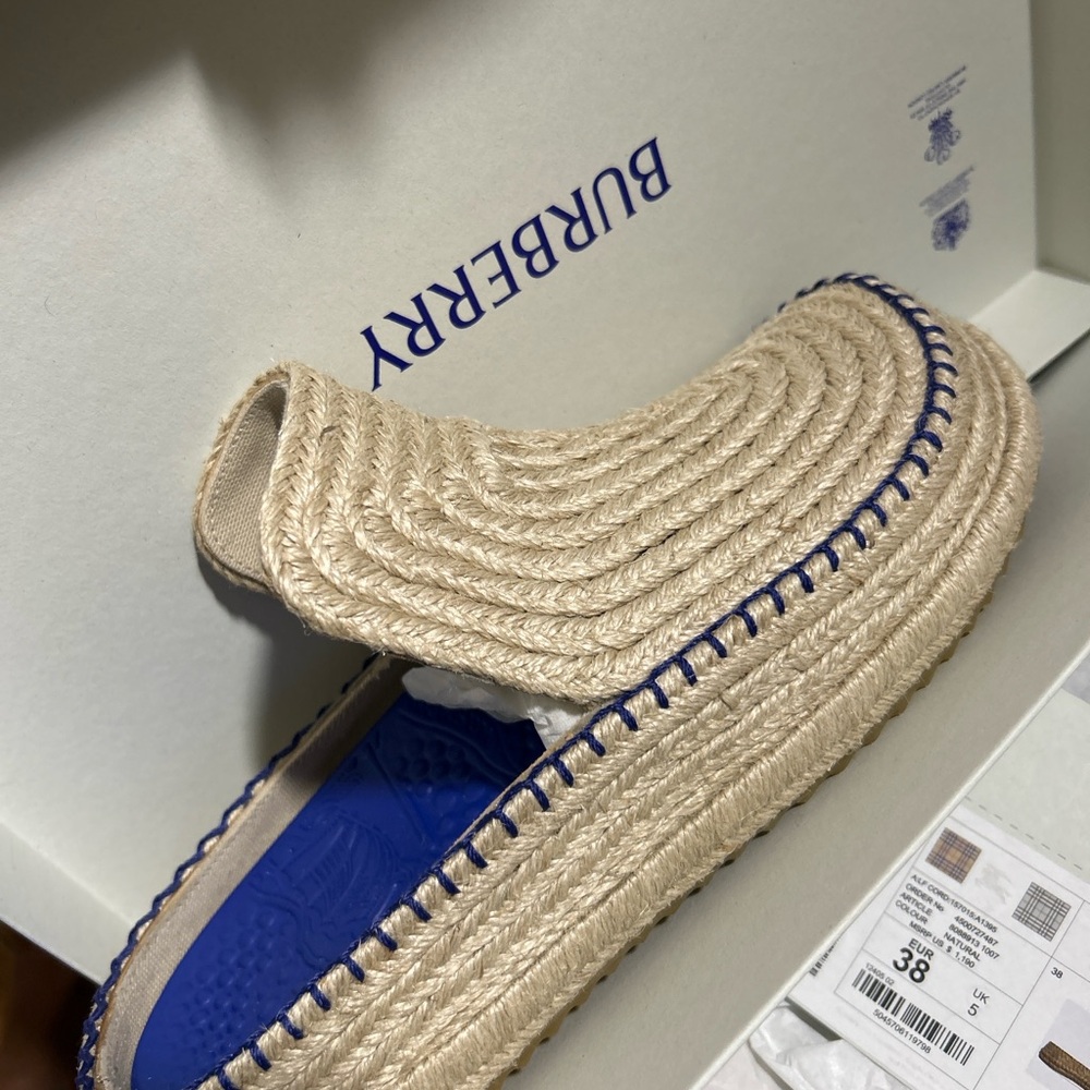 Burberry Beige Espadrilles with Blue Accents